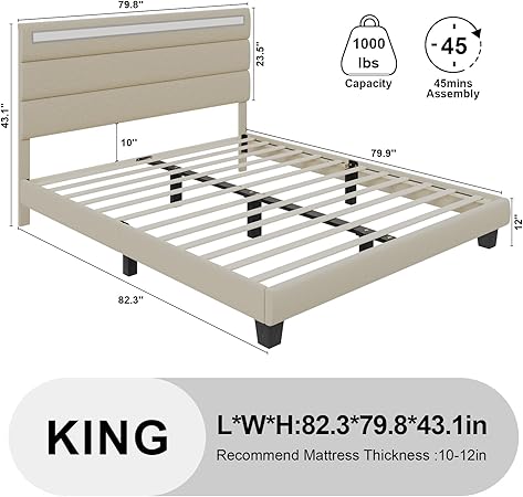 LED Upholstered Bed